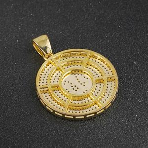 Colgante Religioso de Zirconia Completa, Chapado en Oro Árabe, Joyería Islámica Musulmana, Colgante Redondo de Latón, Collar Hip Hop de Alá, Accesorios para Hombre - Product Image 4