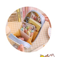 Pochette en toile transparente pour stylo de grande capacité, mignon, créatif, papeterie de dessin animé pour enfants, étui à stylo en plastique transparent
