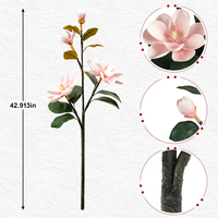 Bunga Magnolia Buatan Warna Pink, Tangkai Bunga Sutra Imitasi, Ranting Bunga untuk Dekorasi Pernikahan, Vas Rumah, Bunga Buatan Grosir