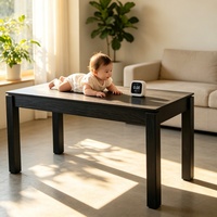 Table de bar modulaire en bois massif avec plateau épais et repose-pieds renforcé, design écologique pour bar à domicile, café, pub et salon