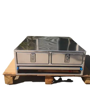 Cajón doble de aluminio con mesa deslizante Caja de herramientas de aluminio con 2 cajones 1 Placa plana 800x800mm