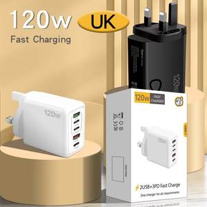 Nuevo cargador de teléfono móvil de aleación de aluminio PD120W 5V2.4A enchufe de EE. UU./UE/Reino Unido PD + 3USB adaptador multipuerto Compatible con todos los teléfonos QC3.0 - Product Image 5