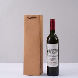 Kraft Paper Wine <b>Gift</b> <b>Bag</b> with Handles, Custom Logo Printed <b>Bottle</b> Paper <b>Bag</b> for Christmas Wine and Promotional Packaging - Product Image 3