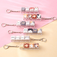 Porte-clés Clavier Mécanique avec Breloque Clavier Chat Mignon, 4 Touches, Pendentif Kawaii pour Sac