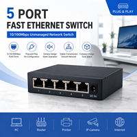 Switch Ethernet Mini 5 Port 10/100Mbps Tanpa Manajemen untuk Jaringan LAN Kantor dan Rumah