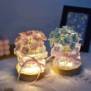 Jaiyi Rose Ice <span class=keywords><strong>Cube</strong></span> ánh sáng ban đêm mộc mạc USB LED handmade DIY sáng tạo đèn bàn đèn cạnh giường ngủ - Product Image 2