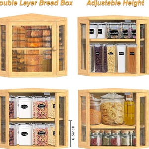 Caja de Almacenamiento de Pan de 2 Niveles, Contenedor de Pan de Madera para Encimera, Gran Capacidad, Estante de Cocina - Product Image 3