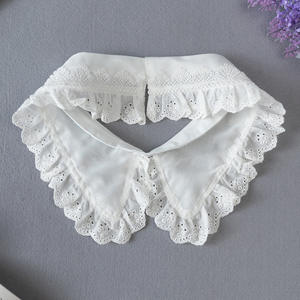 Cuello falso de alta calidad, cuello de encaje blanco de algodón bordado de pie para camisa de mujer - Product Image 3