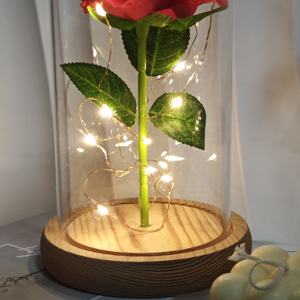Toptan LED Işıklı Kırmızı Gül Çiçeği Yapay Yuvarlak Gül Cam Fanus İçinde Anneler Günü Düğünleri Ev Dekorasyonu İçin Mükemmel Bir Hediye - Product Image 3