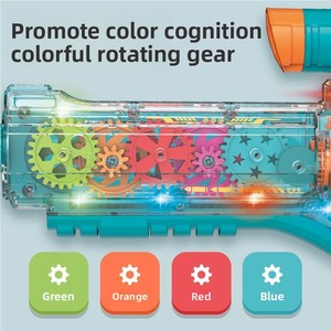 Wholesale Price <strong>Electric</strong> Colorful Gear Rotating Musical Vibration Flashing Light Transparent Gun Toy - Product Image 4