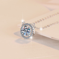 Pendentif en moissanite taille ronde 1CT 2CT, couleur D, pureté VVS, en argent 925 plaqué rhodium, bijou de tous les jours, cadeau