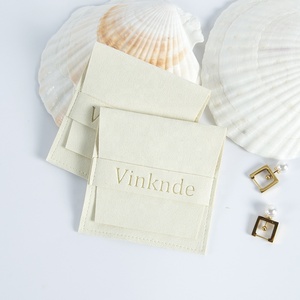 Custom Logo Printed Luxury Microfiber Necklace Jewelry Bag Small <b>White</b> <b>Envelope</b> Flap Package Pouch - Product Image 6