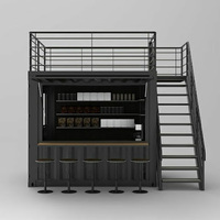 Kiosque de restaurant à deux étages Bar de conteneur d'expédition de café modulaire préfabriqué modifié avec clôture de toit