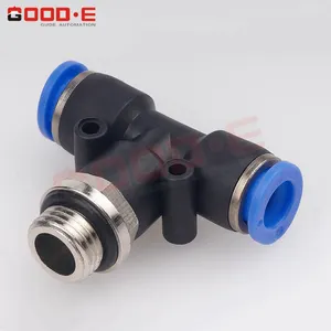 PB-G flange plastic air push connect tube one touch fittings tee type pneumatic fitting