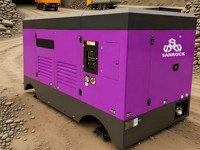 Compresseur d'air à vis robuste avec système de refroidissement et circuit de pré-lubrification automatique, alimenté au diesel