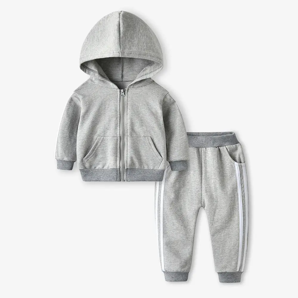 Spring Hooded Sportswear 2 Piece Sets Girls Unisex Cotton Casual Clothes For Baby Kids