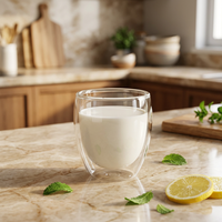 Bouteille isotherme transparente à double paroi en verre borosilicate résistant à la chaleur avec poignée, grande capacité pour café et eau