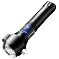 Lampe torche LED en alliage d'aluminium avec zoom, marteau de sécurité, coupe-ceinture de sécurité, lampe tactique, fixation magnétique latérale, étanche, USB