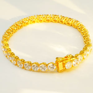 Moda 5mm 1 Fila brillante tenis cadena pulsera hombres Hip Hop Iced Out Bling diamante pulsera joyería 9K oro encanto pulsera - Product Image 4