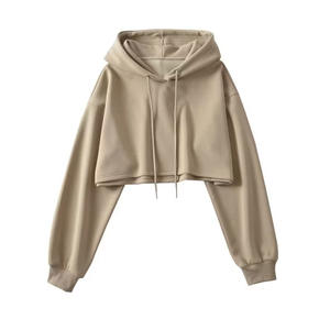 <span class=keywords><strong>Felpa</strong></span> da donna con cappuccio corta <span class=keywords><strong>bianca</strong></span> foderata autunno ampia giacca a maniche lunghe a vista ombelico stile americano Hot Girl nuovo prodotto - Product Image 4