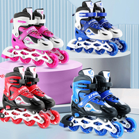 Patins à Roulettes Réglables pour Enfants 4 Roues, Extérieur, Vitesse, avec Roues Lumineuses en PU