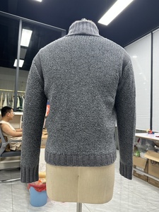 <strong>Men's</strong> Luxury Design Full Zip <strong>Cardigan</strong> <strong>with</strong> Fur Collar and <strong>Pockets</strong> Knitted Thin Autumn/Winter ODM Supply Patterned Letter - Product Image 3