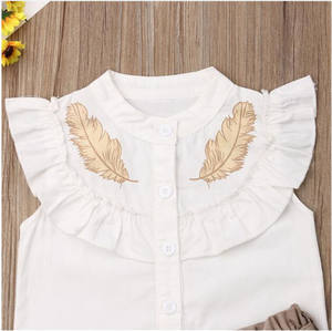 Ropa de Moda para Niños, Top sin Mangas con Cuello de Encaje y Hojas + Pantalones Cortos con Cintura Elástica, Conjunto de 2 Piezas, Ropa de Verano para Niñas - Product Image 5