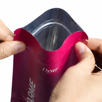 Pochette à fermeture éclair autoportante en aluminium, personnalisée, entièrement imprimée en couleur, finition mate, en matériau sûr, avec encoches de déchirement pour capsules
