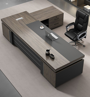 Ensemble de bureau de direction moderne en bois de luxe, en forme de L, convertible, couleur teck, mobilier de bureau
