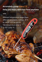 Termometer Makanan Digital Lipat dengan Probe Logam, Layar LCD Tahan Air IPX6, Akurasi Tinggi untuk Daging, Memanggang, BBQ, Dapur, dan Komersial