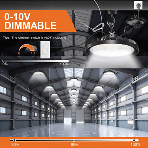 Lampes LED Highbay rondes suspendues UFO, 150W 100W commutables, IP65 ETL, éclairage pour atelier, entrepôt, garage, magasin - Product Image 3
