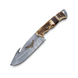 Customizable Damascus Steel Hunting Knife with Bone Handle Latest Design Handmade Damascus Hunting Knives With <b>Leather</b> Sheath - Product Image 2
