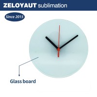 ZELOYAUT sublimasi kaca jam bulat jam dinding kosong Jam kaca DIY personalisasi Logo kustom cetak sublimasi kosong