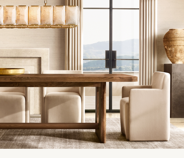 Modern Design Table Dining Room Furniture Solid Wooden Fabric Frame Armchair Dining 6 Chair Set