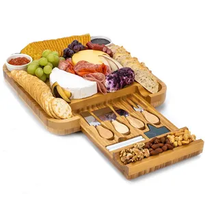 Charcuterie Cheese Board Wooden Chopping Blocks Bamboo Cheese Board With Cheese Tools Cheese Plate Charcuterie Platter With Utensils Set