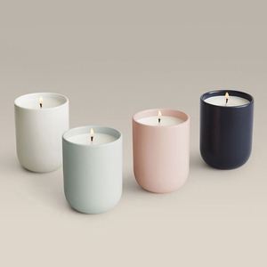 Bougie en pot en céramique blanche à mèche unique, cylindre simple, cire de soja parfumée pour la décoration intérieure - Product Image 4
