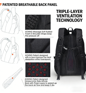 Mochila con Logotipo Personalizado para Oficina y Ordenador Portátil, Morral Impermeable de Viaje para Hombre, Mochila de Negocios en Negro - Product Image 2