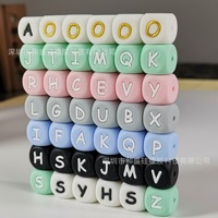 Perles en silicone en forme de lettres pour bébé, perles de dentition 12 mm sans BPA, fournitures DIY pour attaches-tétines, cadeaux de naissance