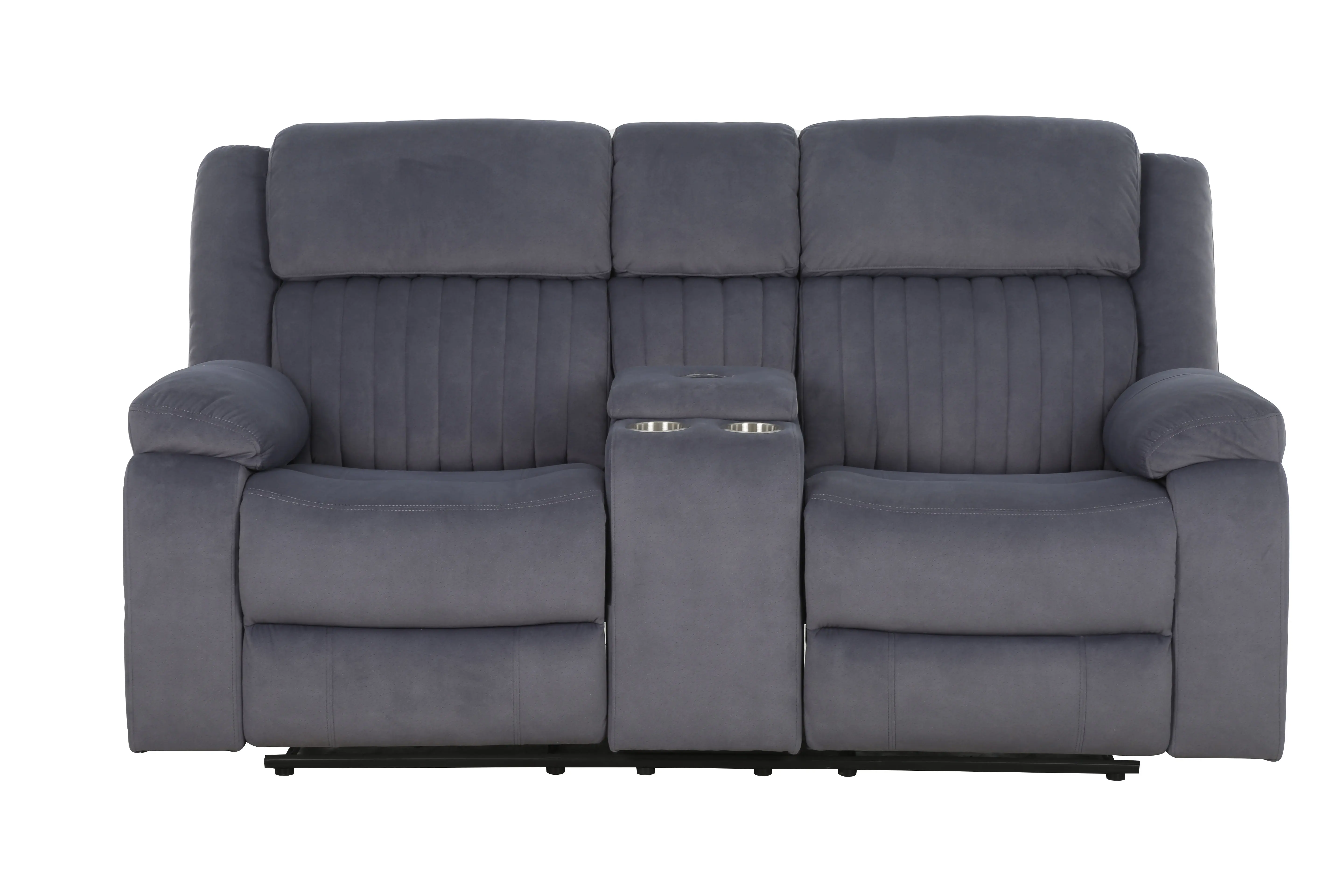 SX-81433 Sofa set 3+2+1  5 manual recliners  Two seater with console and stainless cup holder Wireless charge