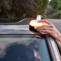 Feux de signalisation d'urgence à LED avec base magnétique, batterie rechargeable, 3 modes de clignotement pour voiture/moto