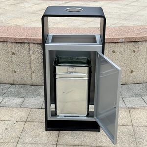 Açık ayakta sokak çöp tenekesi basit kentsel tarzı 30L kapasiteli kalınlaşmış <span class=keywords><strong>Metal</strong></span> çöp kutuları korozyon önleyici Anti-pas indüksiyon