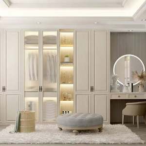 Armoires de chambre à coucher en bois de style européen simple, hauteur réglable, design moderne, panneau HDF personnalisé - Product Image 4