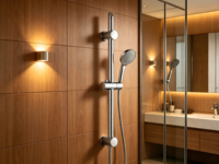 Barre de douche murale moderne en acier inoxydable 201 chromé avec support réglable pour douchette à main