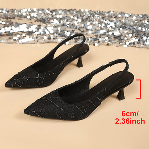 Nuovo Design Personalizzato Scarpe da Donna di Lusso Sexy con Punta Affusolata, Tacco Alto Sottile, Tomaia in Camoscio Sintetico a Righe, Tacco Quadrato Sottile K9952 - Product Image 4