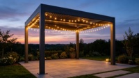 Pergola en aluminium de qualité professionnelle 4x4m avec toit à lames motorisé, imperméable, pour jardin, gazebo 13x13ft, terrasse de restaurant
