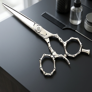 Ciseaux de coiffure professionnels ergonomiques à manche long en acier inoxydable, pivotants pour droitiers, pour salon de barbier - Product Image 5