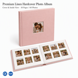 <span class=keywords><strong>Album</strong></span> professionnel en lin à couverture rigide pour 60 photos, avec pochettes PET et reliure à dos <span class=keywords><strong>carré</strong></span>, idéal pour les épreuves de studio de mariage - Product Image 1
