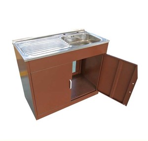 Meuble de cuisine moderne à structure démontable en bois et acier, meuble sous évier en métal avec rangement à prix abordable - Product Image 2