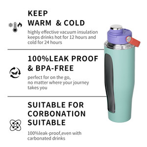 Termo de Acero Inoxidable de Doble Pared de 900 ml, Fondo Cónico, Antiderrames, con Tapas Intercambiables, Taza de Viaje de 30 oz - Product Image 6