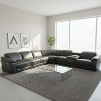 Juego de Sofás Reclinables de Cuero de Primera Calidad, 6 Plazas, Muebles para Sala de Estar